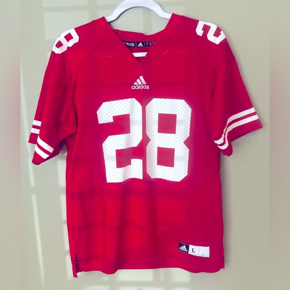 Adidas University of Wisconsin Monte Ball #28 youth large red shortsleeve jersey - Picture 1 of 6